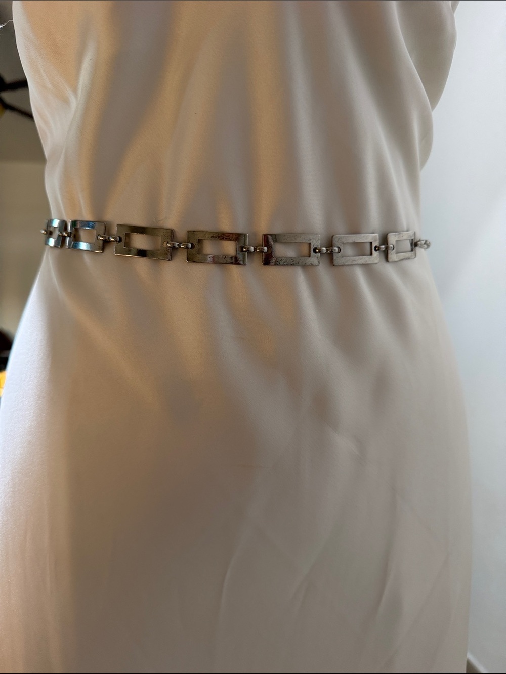 Silver Linked Rectangle Chain Waist Belt - Women Accessories